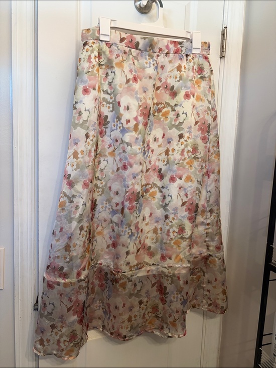 MELLODAY Dresses & Skirts - Floral A-Line Midi Skirt - Pink Multi